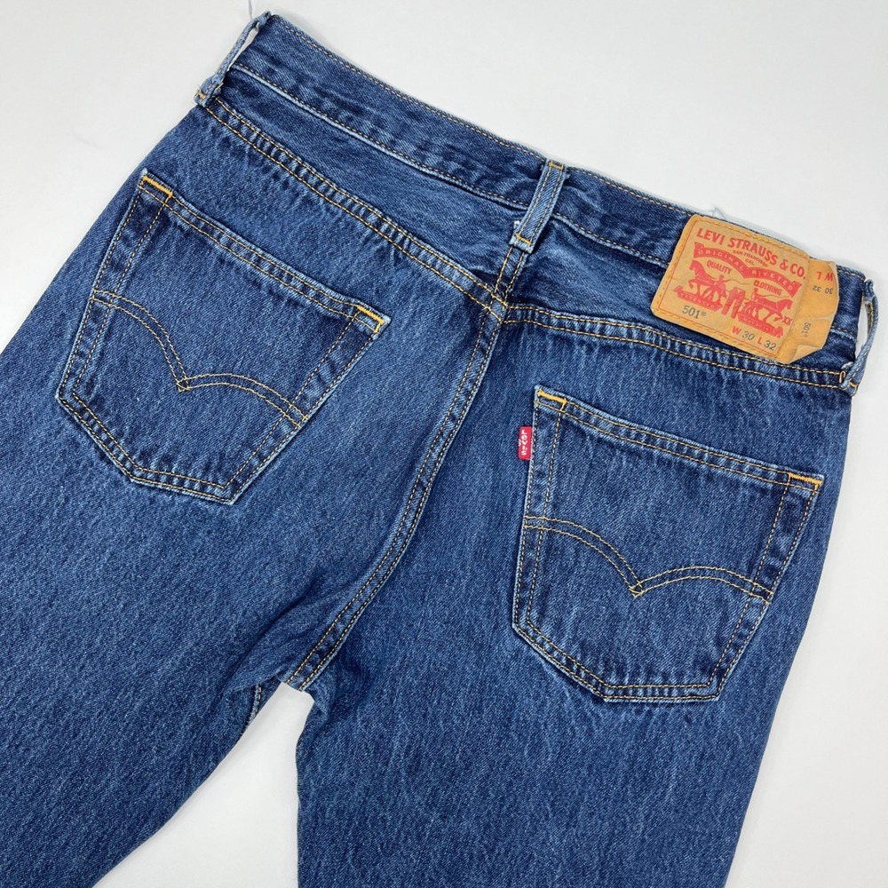 Levi's 501 Original Fit Jeans Men's 30x32 Dark Wash Straight Leg Button Fly